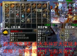 跪求传奇单职业天书神罗天征版本攻略?如何快速上手与刷装备? 跪求传奇单职业天书神罗天征版本攻略?如何快速上手与刷装备?