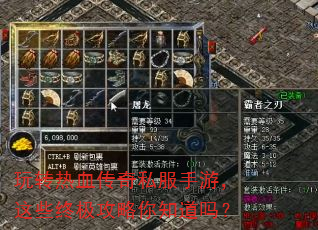 玩转热血传奇私服手游,这些终极攻略你知道吗? 玩转热血传奇私服手游,这些终极攻略你知道吗?