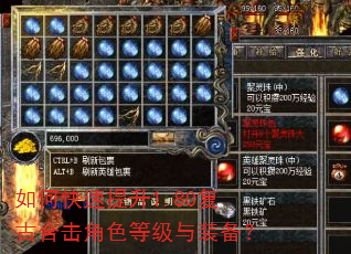 如何快速提升1.80复古合击角色等级与装备? 如何快速提升1.80复古合击角色等级与装备?